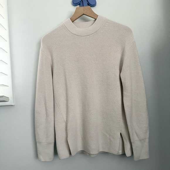 lululemon athletica Sweaters - Lululemon 2 Merino Wool Blend Rib Crew Neck Sweater White Opal Winter Classic